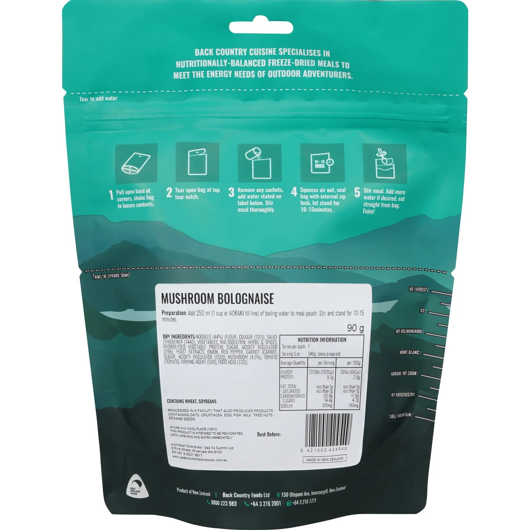 Back Country Cuisine Freeze Dried Food - Mushroom Bolognaise - Image 2
