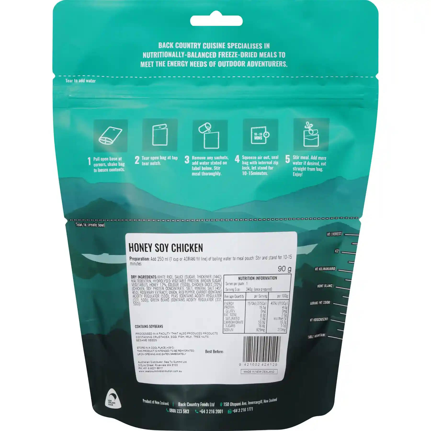 Back Country Cuisine Freeze Dried Food - Honey Soy Chicken - Image 2