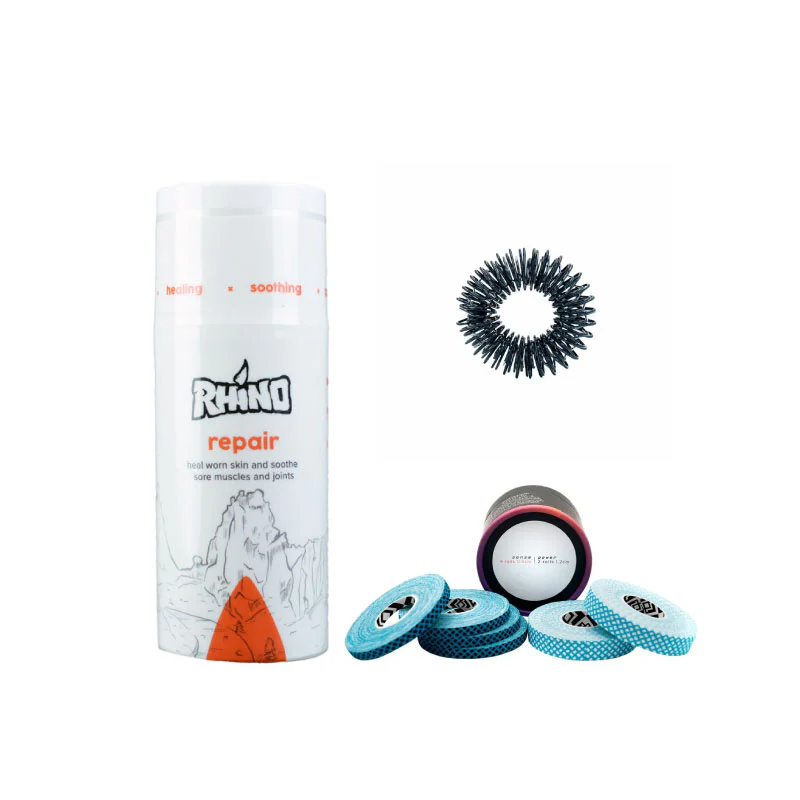 Crux Tape, Rhino Skin Repair Lotion and Crux Finger Massage Ring