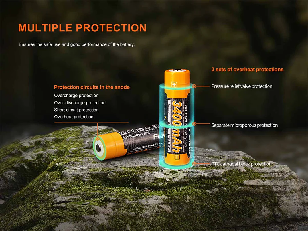 Fenix ARB-L18-3400U USB Charging 18650 Battery (3400mAh) - Image 5