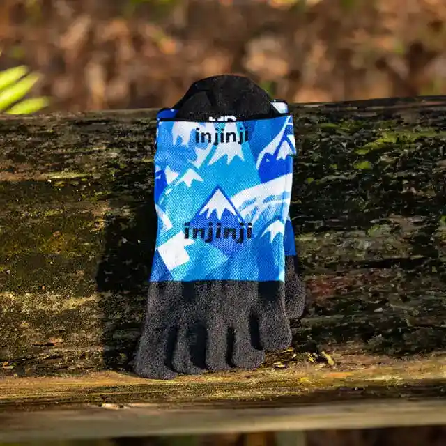 Injinji Artist Designed Mens No-Show Running Socks - Glacier - Image 2