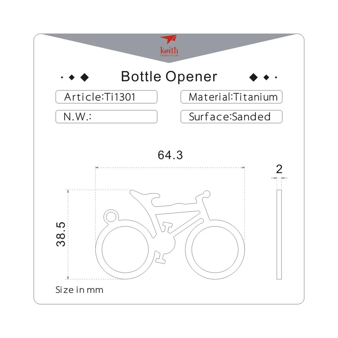 Keith Titanium Bottle Opener - Image 2