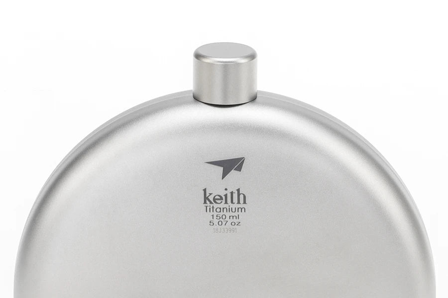 Keith Titanium Round Hip Flask - Funnel - Image 3