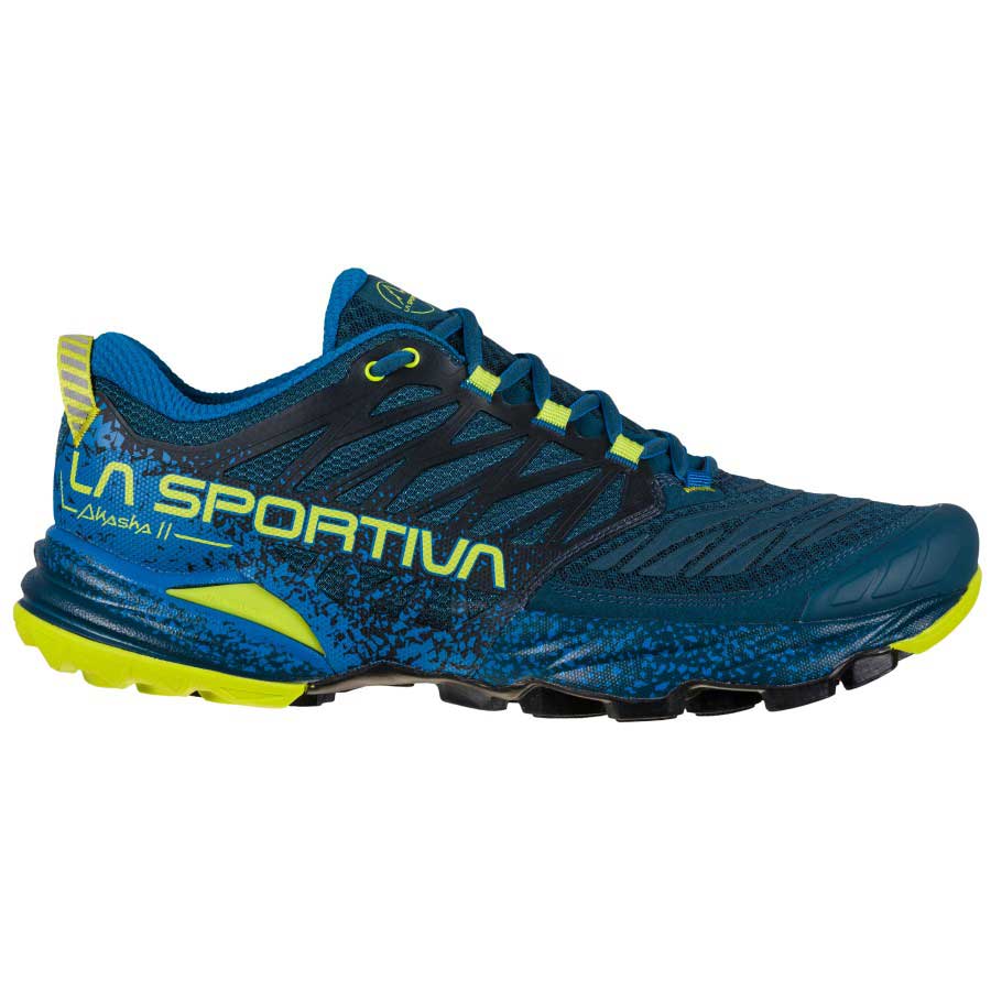 La Sportiva Akasha II Mens Trail Running Shoe - Storm Blue/Lime Punch - Clearance - Image 5