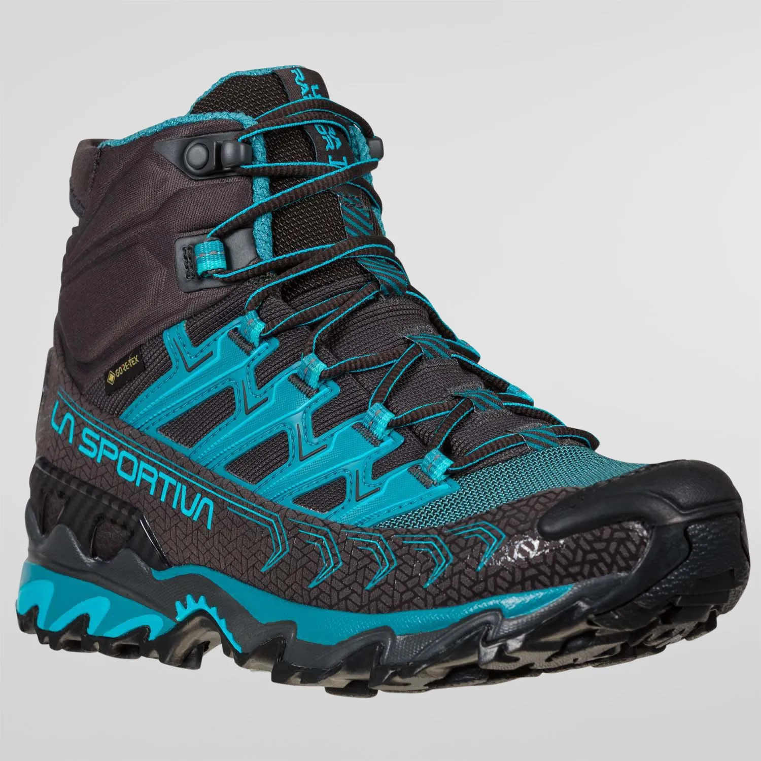 La Sportiva Ultra Raptor II Mid Wide GTX Womens Hiking Boot - Carbon/Topaz - Image 2