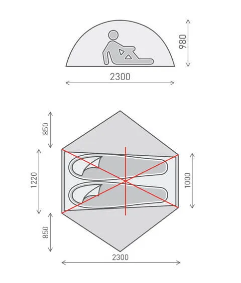 One Planet Goondie 2 Person Tent Nylon Inner with Poles - Image 8