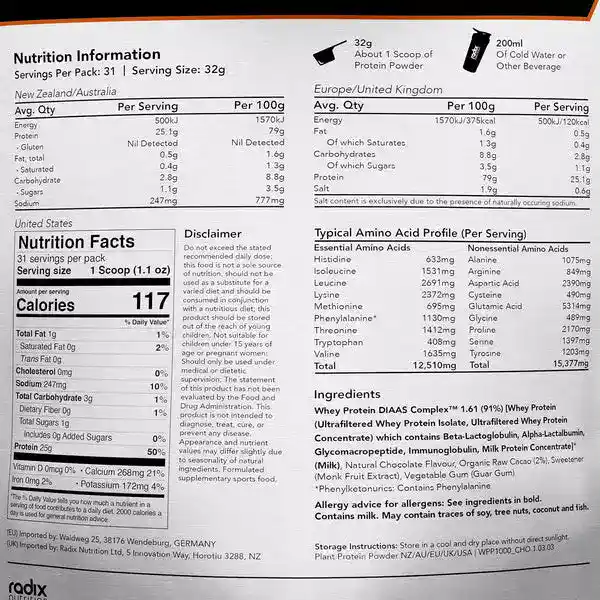 Radix Nutrition DIAAS Complex 1.61 Whey Protein Powder - 1kg - Image 6