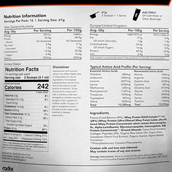 Radix Nutrition Ultimate Recovery Whey Protein Smoothie Powder - Single Serving - Image 6