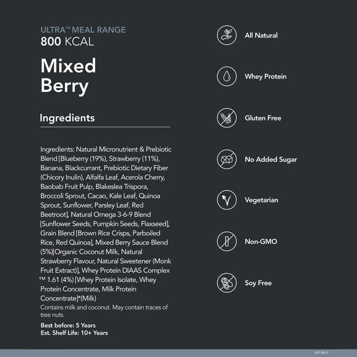 Radix Nutrition Ultra Breakfast Mixed Berry with Whey Protein - 800kcal - Image 2