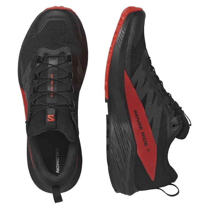 Salomon Sense Ride 5 Mens Trail Running Shoes - Black/Fiery Red - Image 2