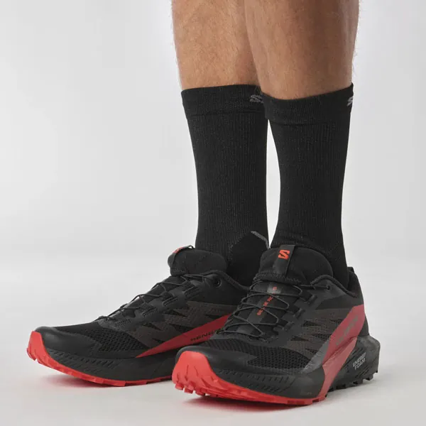 Salomon Sense Ride 5 Mens Trail Running Shoes - Black/Fiery Red - Image 4