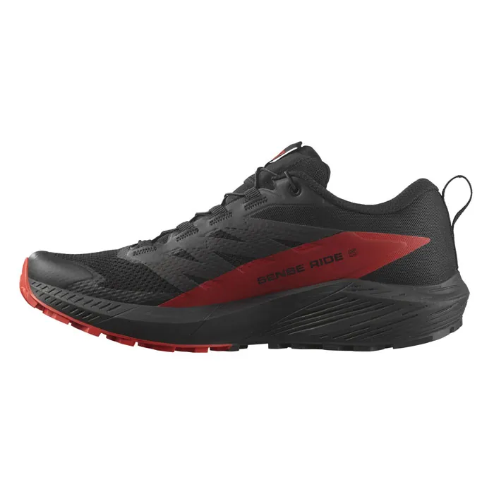 Salomon Sense Ride 5 Mens Trail Running Shoes - Black/Fiery Red - Image 7