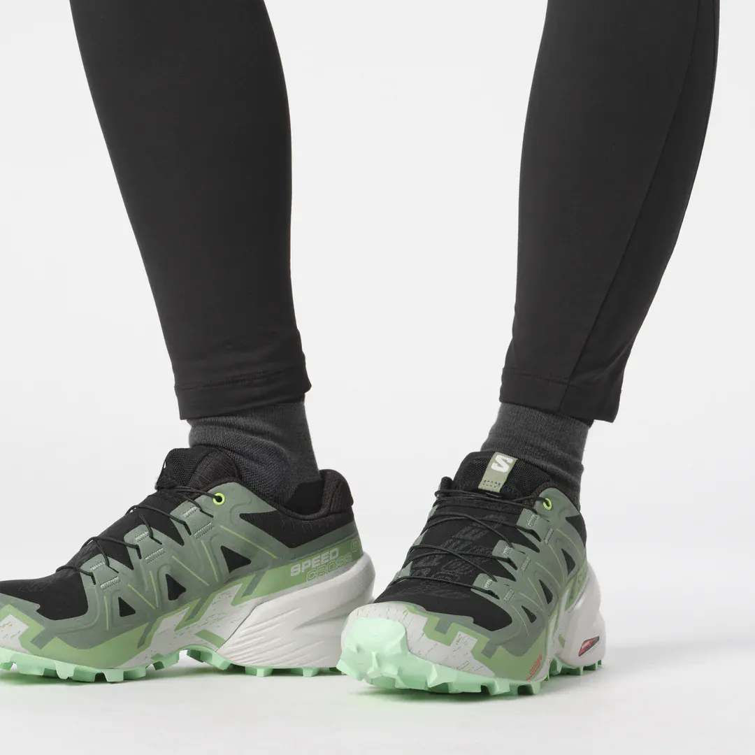 Salomon Speedcross 6 Womens Trail Running Shoes - Black/Laurel Wreath/ Green Ash - Image 3