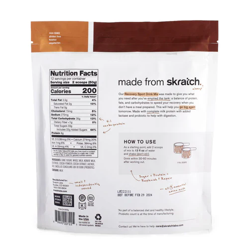 Skratch Labs Vegan Sport Recovery Drink Mix 708g - 12 Serving Resealable Bag - Image 2